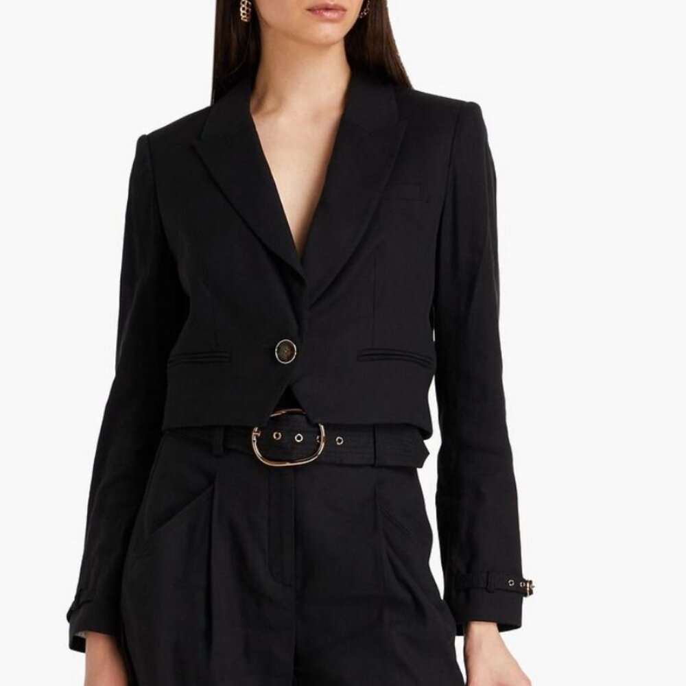 Veronica Beard girard cropped linen-blend blazer - Picture 4 of 5